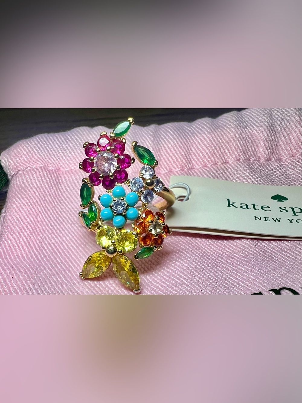 Kate Spade New York New Bloom Statement Ring - Gold Multicolor - Size 7
